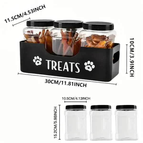 Pet Snack Box Set with 3 Sealed Plastic Jars