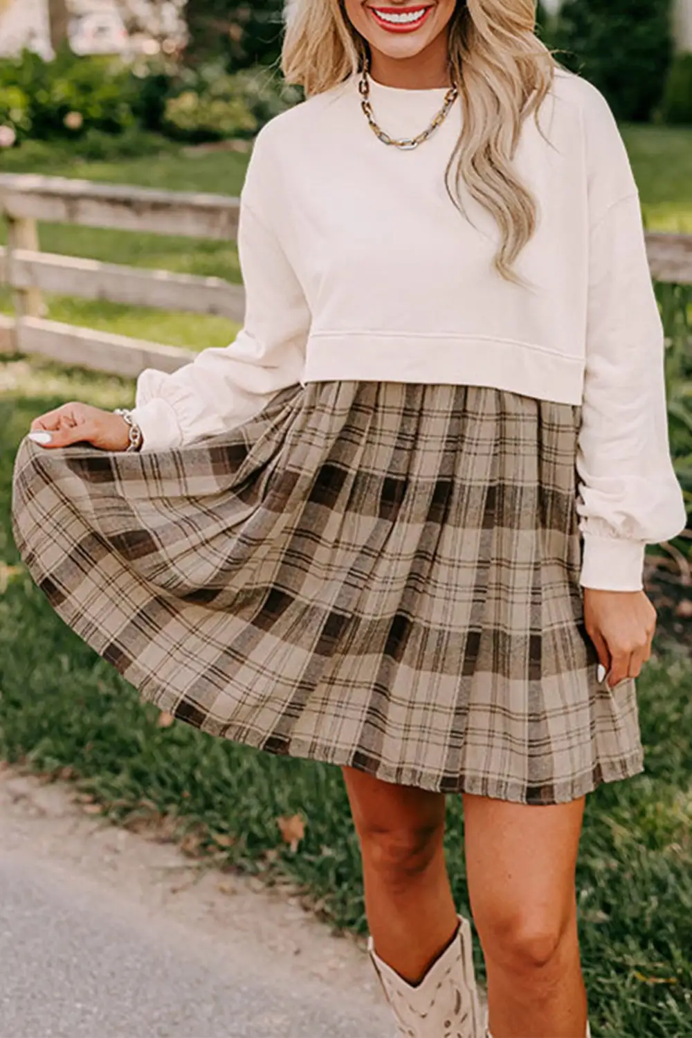 Versatile Mixed Panel Mini Dress