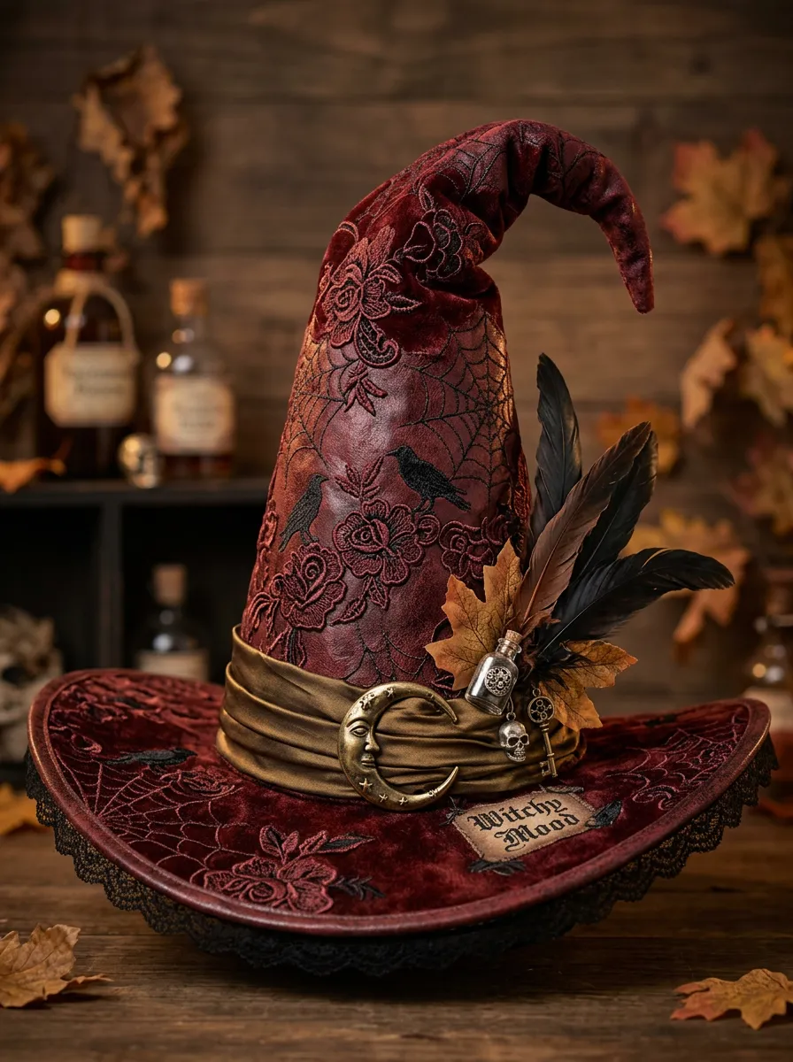 Raven Rose Halloween Witch Hat