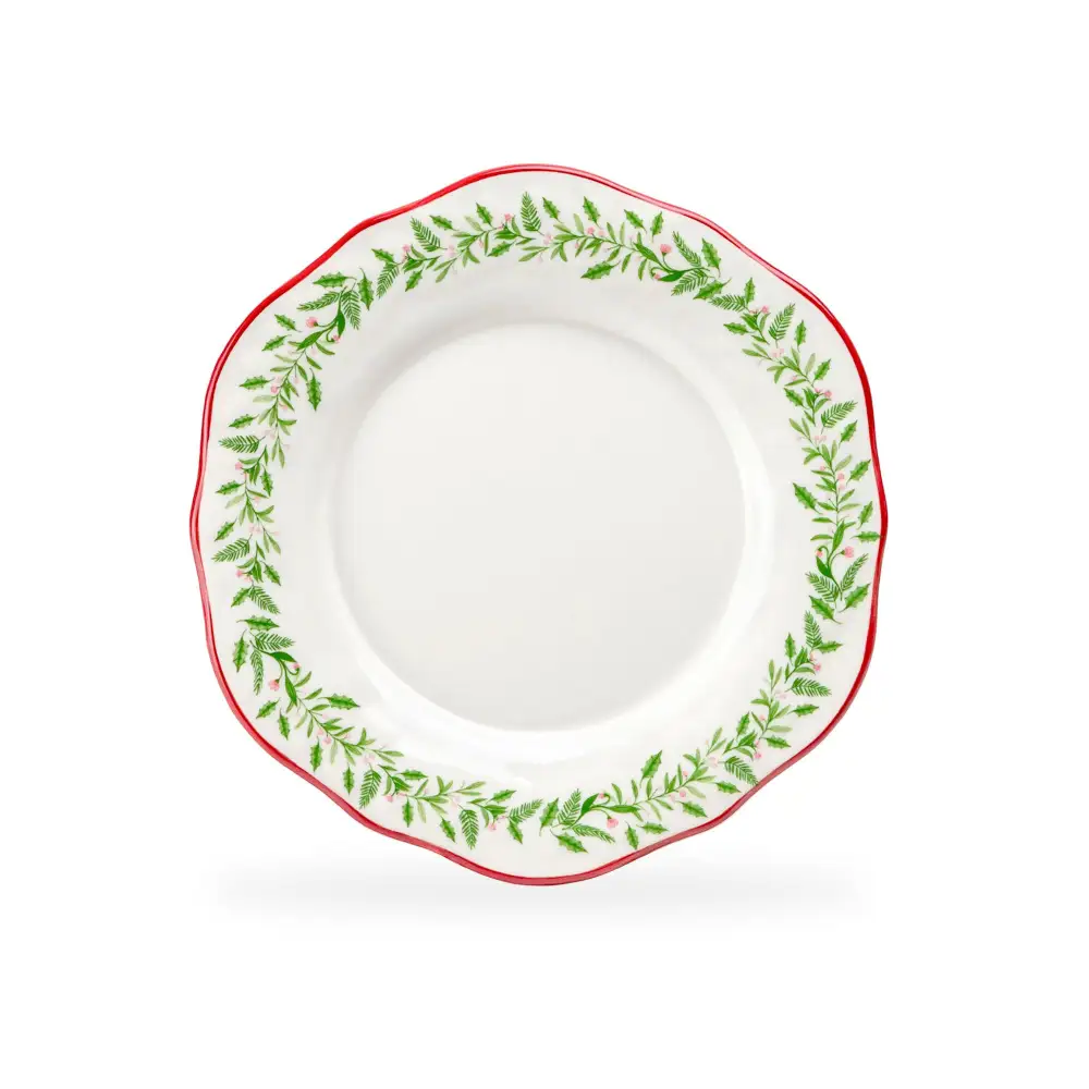 Holly Garland Ceramic Dessert Plate