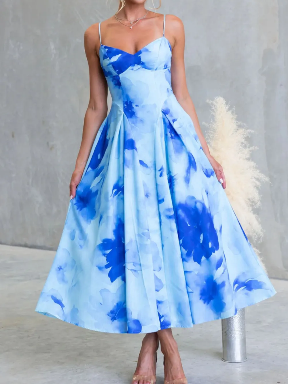 Spaghetti Spaghetti Strap Midi Dress