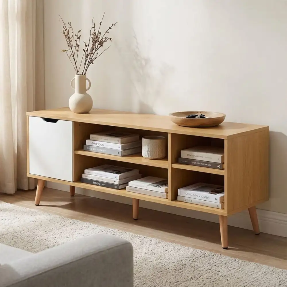 Efficient Storage Scandinavian Inspired TV Storage Console