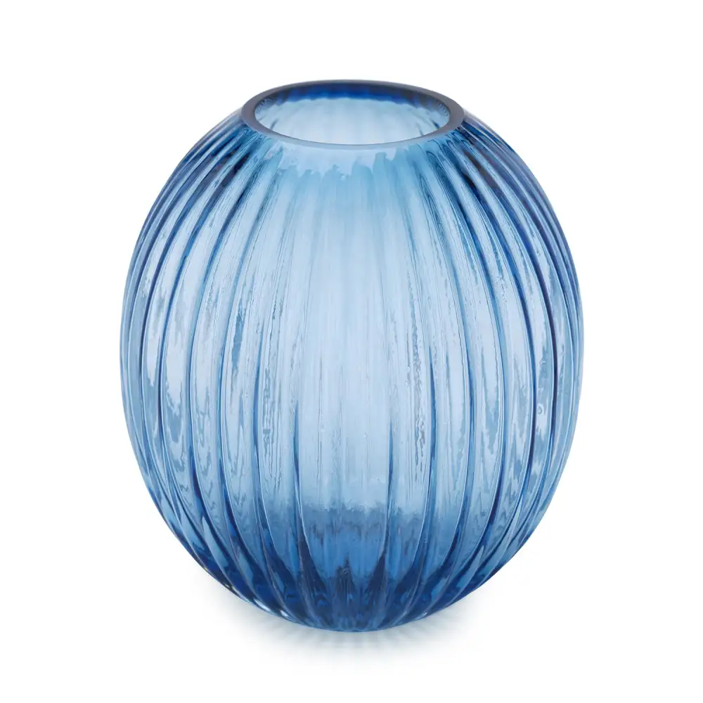 Navy Round Glass Vase