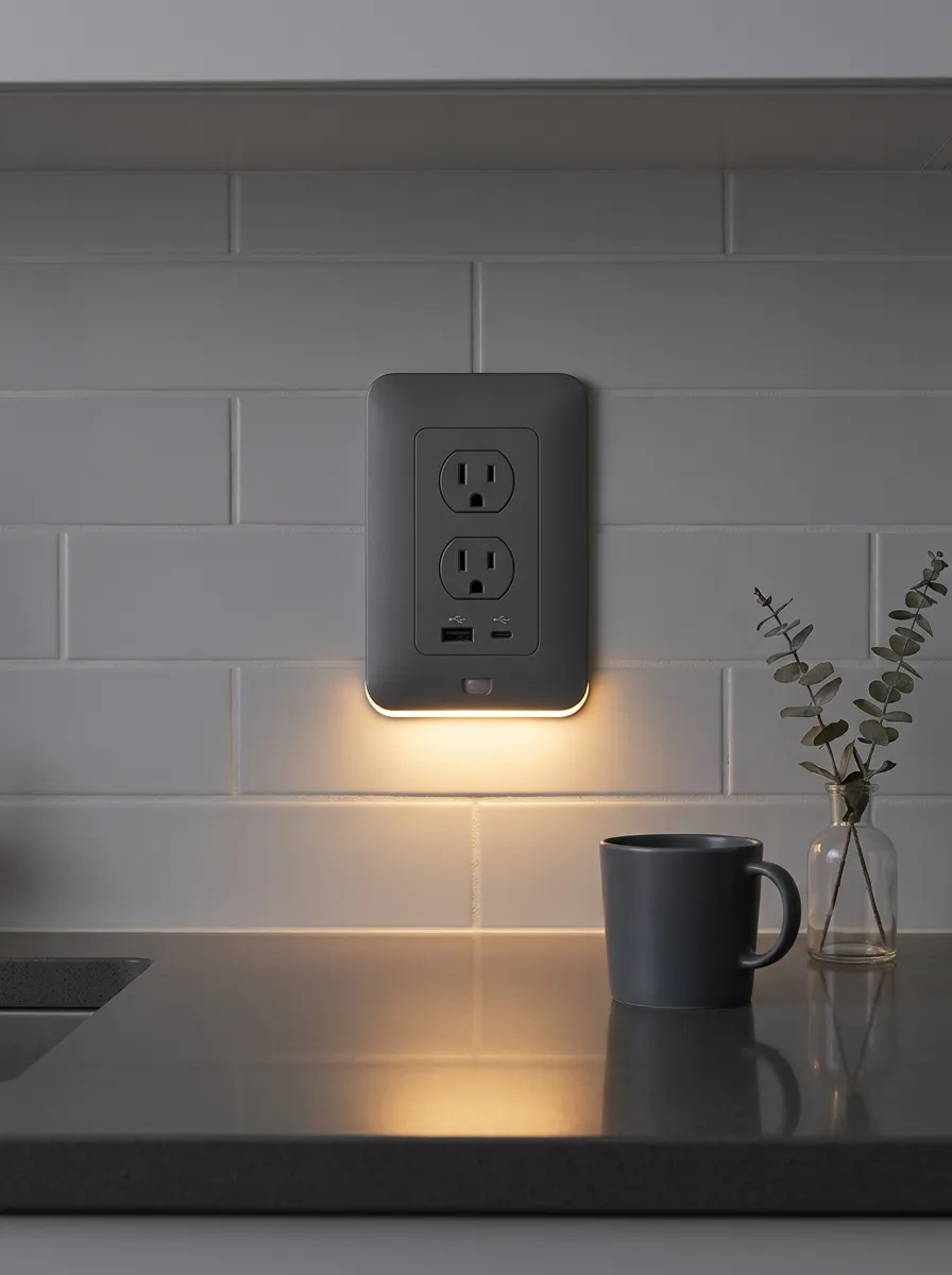 Modern Minimalist Grey Printed LED Outlet Cover