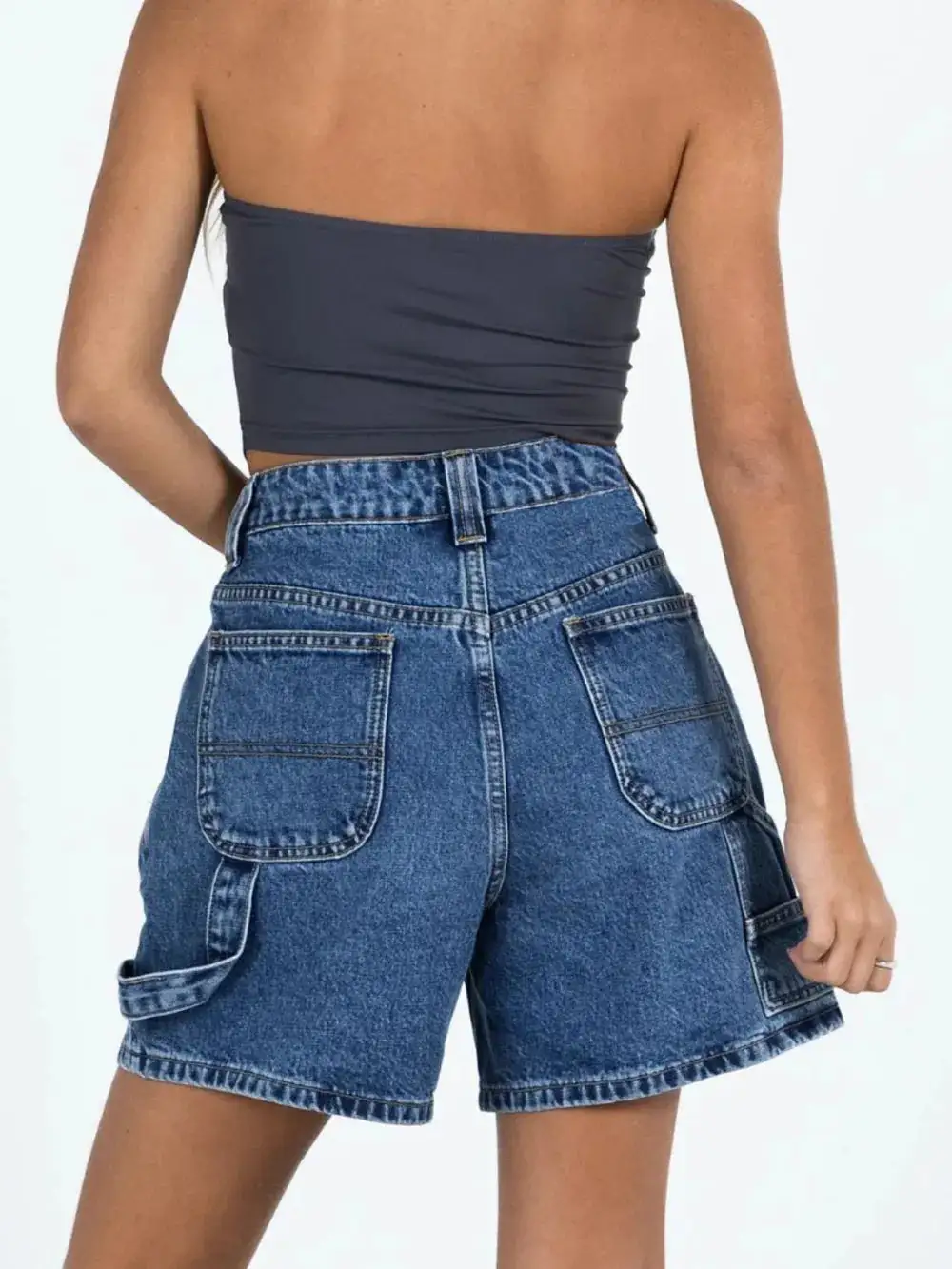 Washed High-Rise Denim Shorts