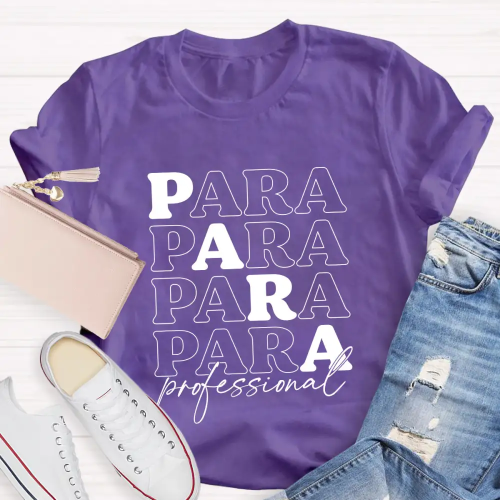 Para Profession Black Letters Teacher T-Shirt
