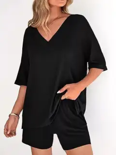 Classic Relaxed Everyday Top and Shorts Matching Set