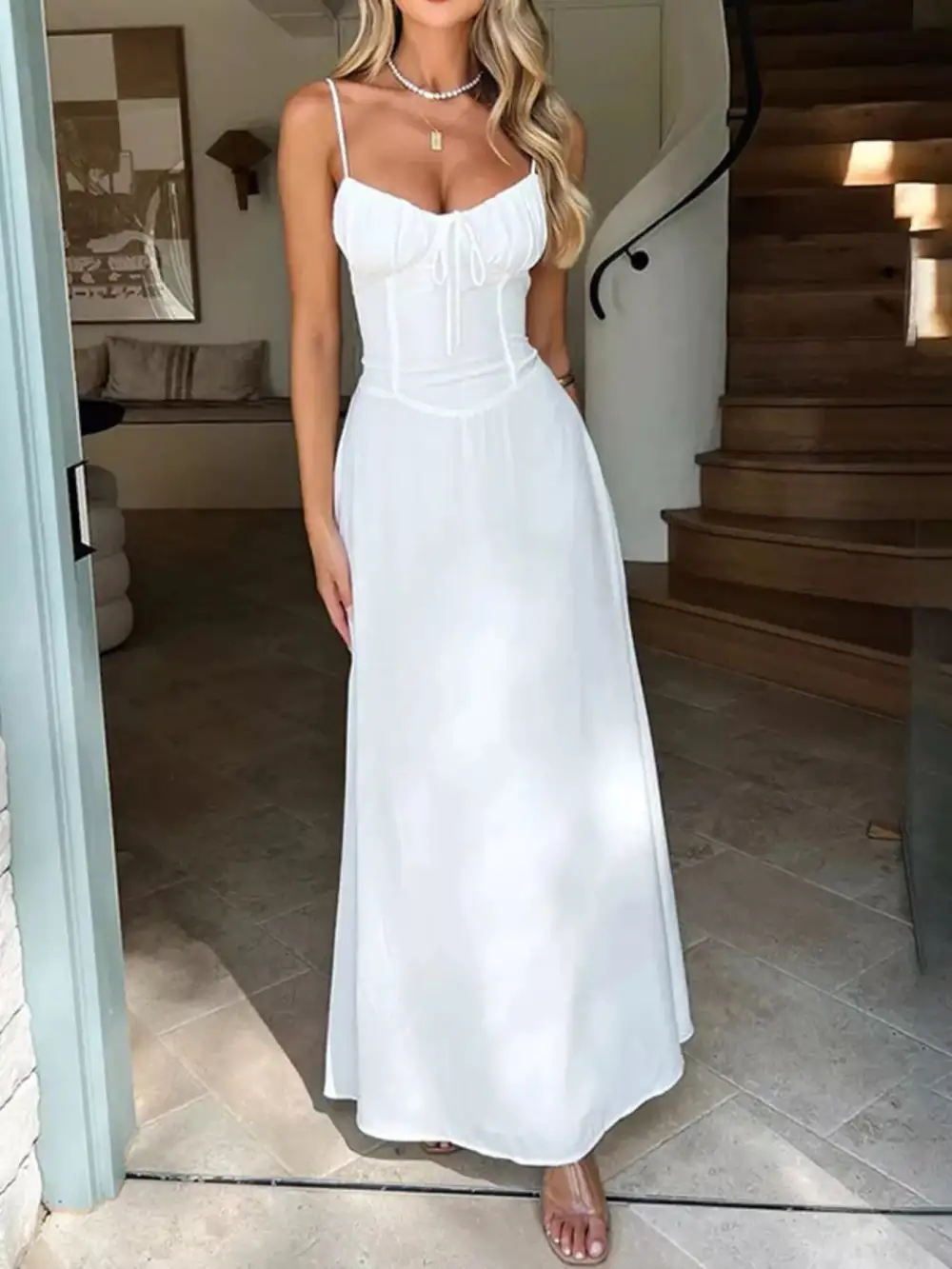 Modern Spaghetti-Strap Maxi Dress