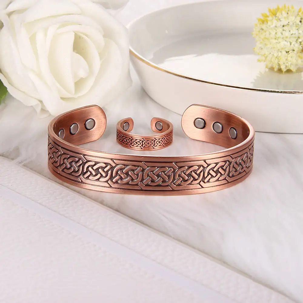Ring Magnetic Copper Adjustable Men's Bracelet