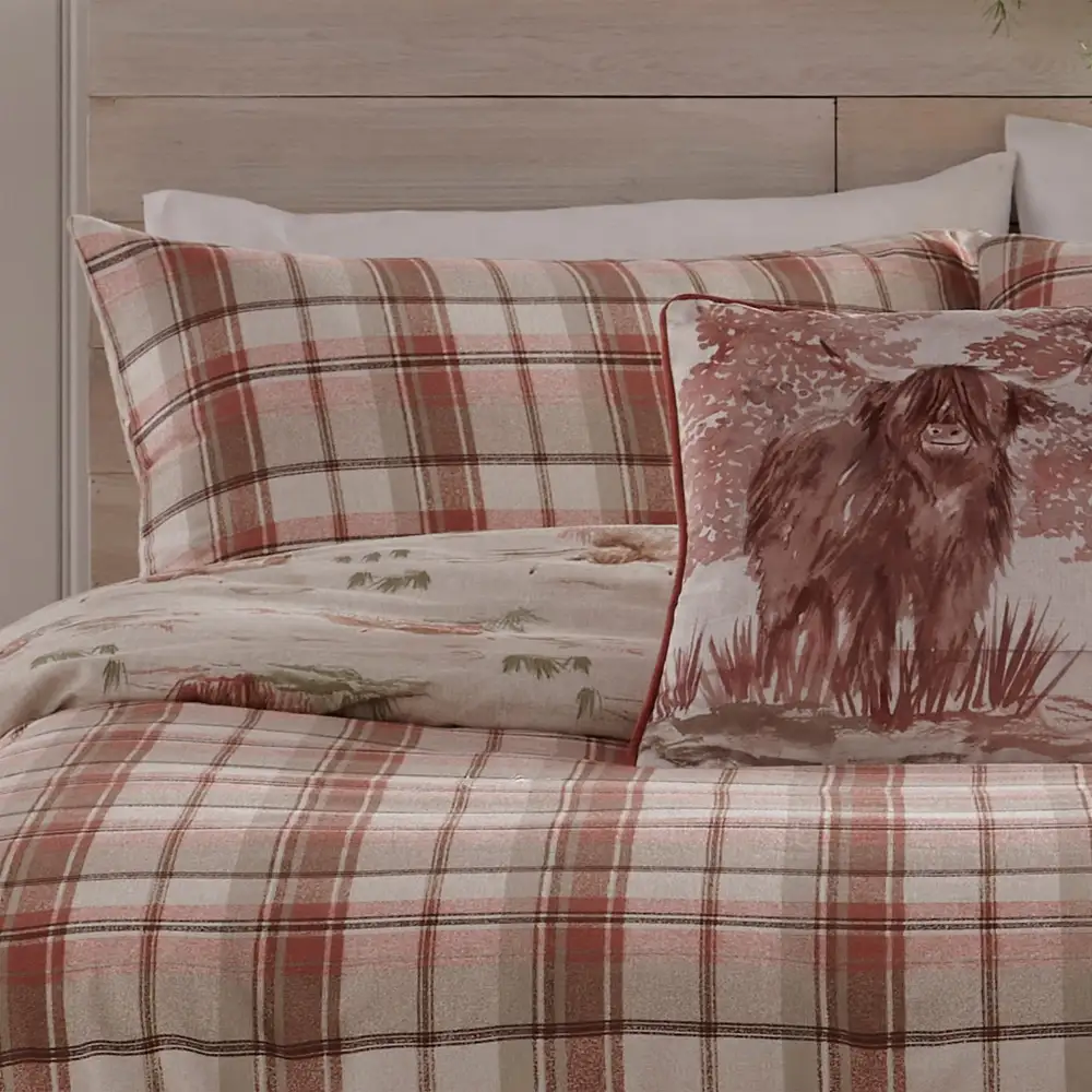 Minimal Bedroom Reversible Check Brushed Cotton Duvet Cover Set