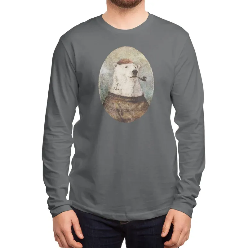 Arctic Bear Art Print Men's Round-Neck Long-Sleeved T-Shirt