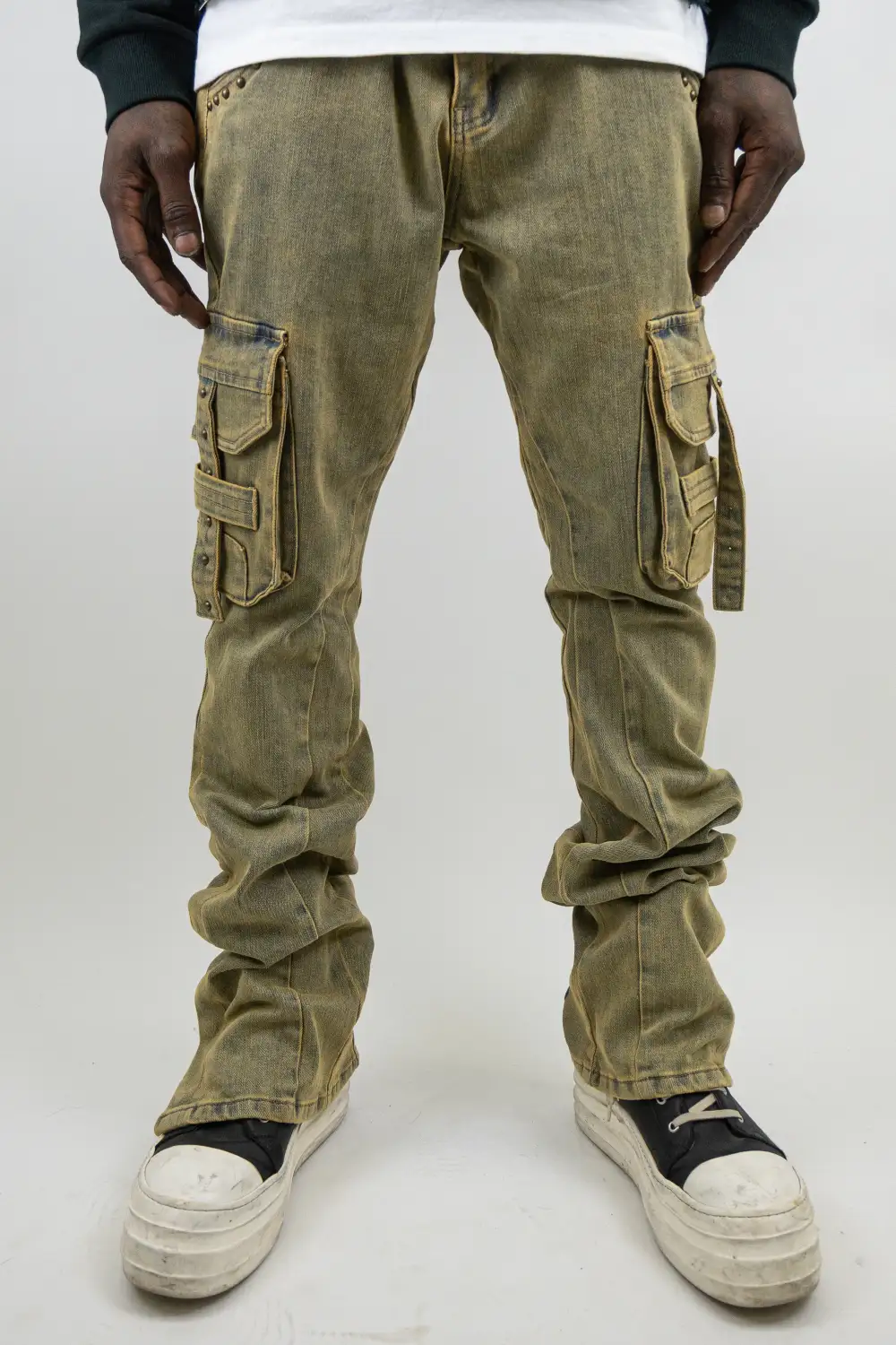 Studded Stacked Cargo Jeans