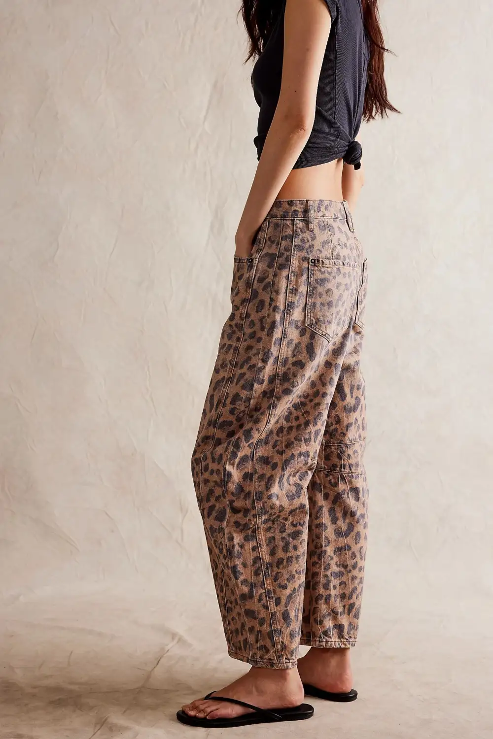 Luck Printed Mid Rise Barrel Jeans Sugar