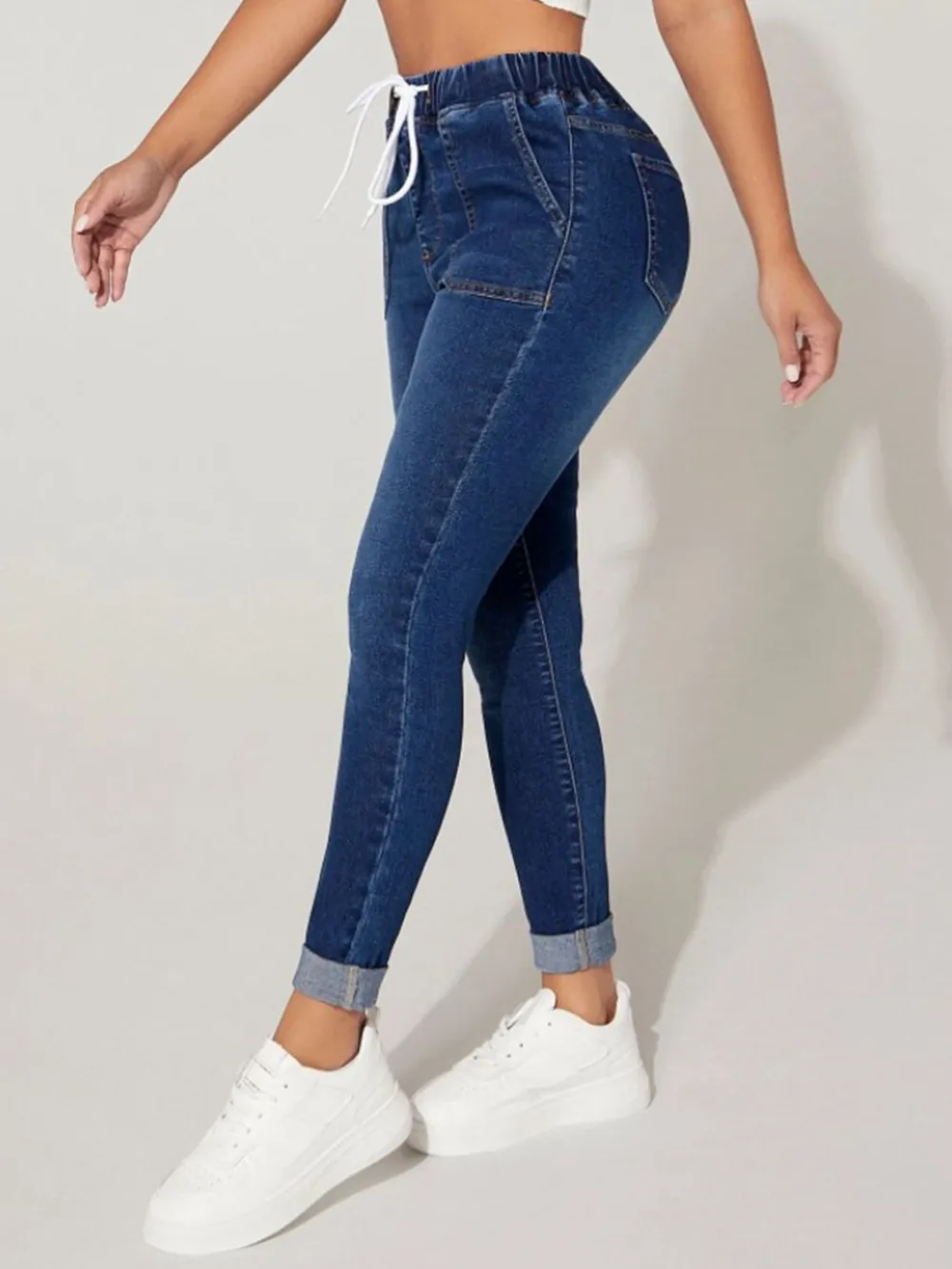 Everyday Drawstring Cropped Denim Jeans