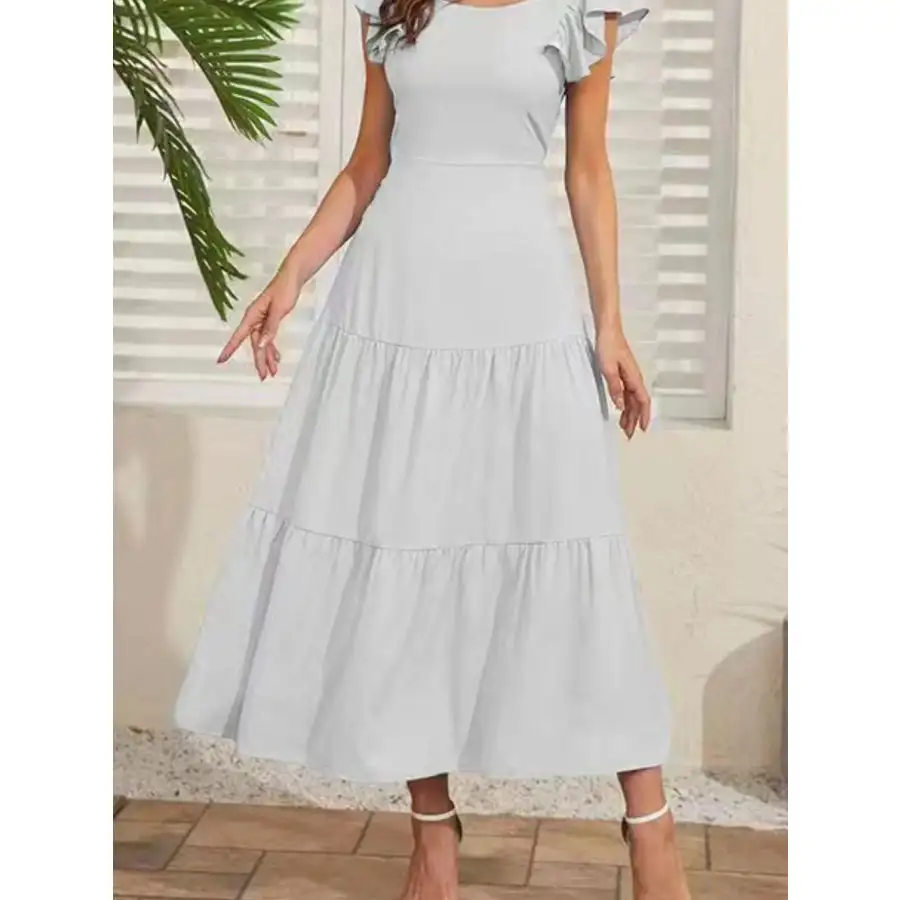 Flutter Sleeve Cutout Summer Midi Dress