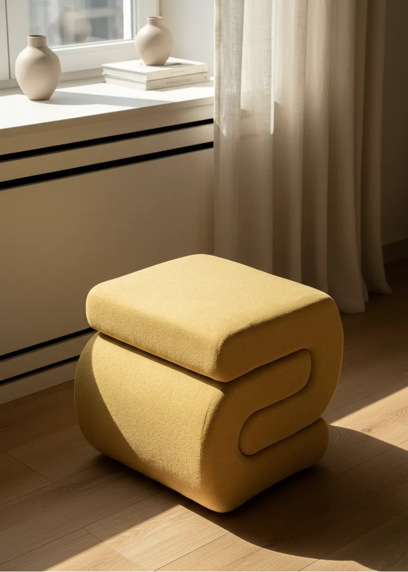 Mustard S-Boucle Pouffe