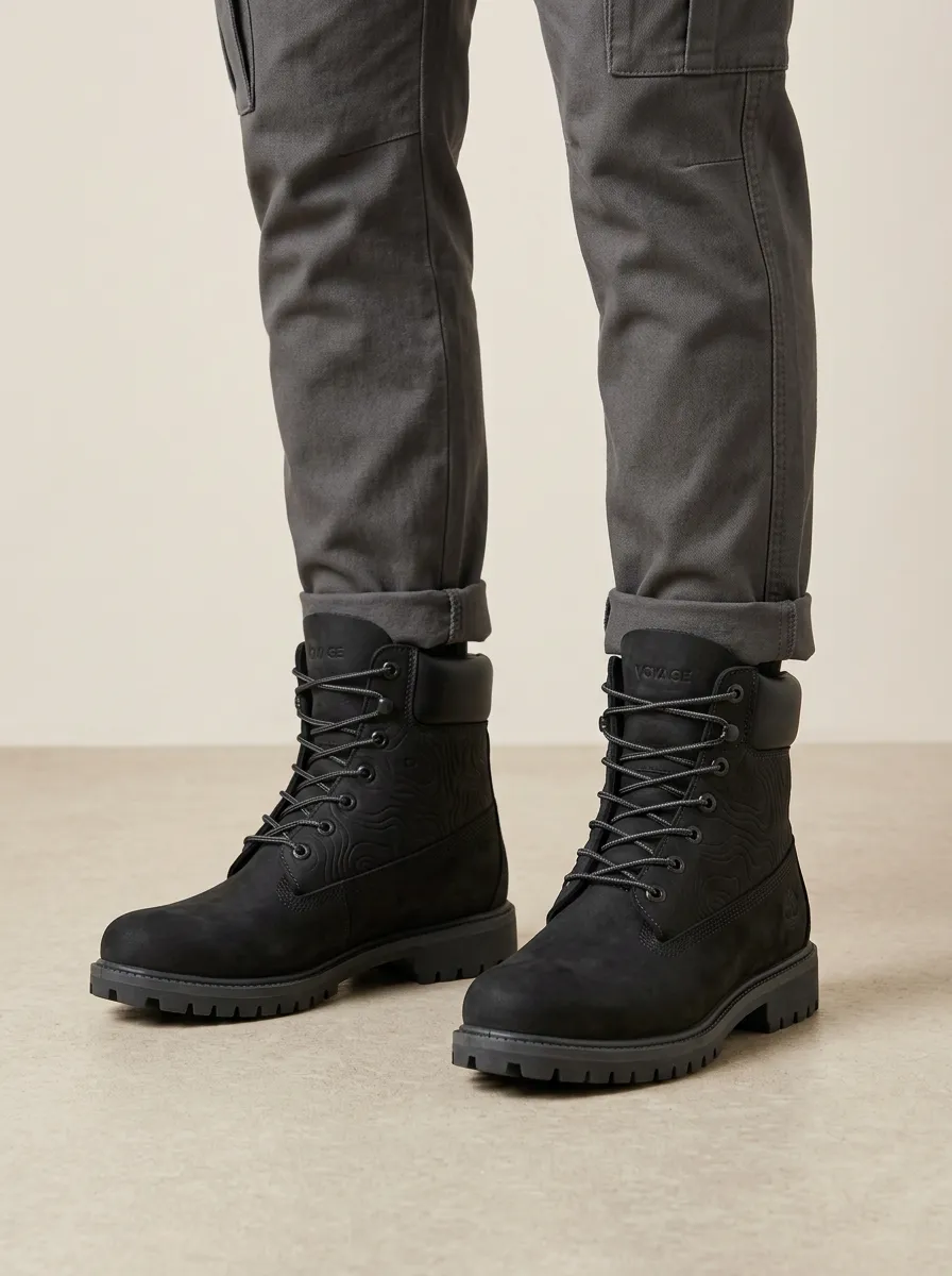 Unisex Outdoor Lover Topographic Pattern Print Work Boots