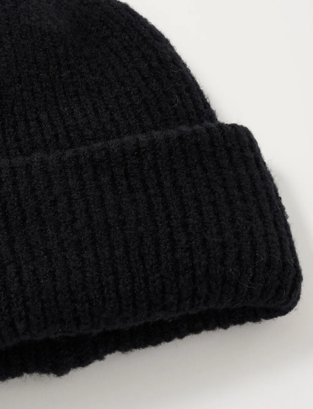 Wide Brim Ribbed Black Hat