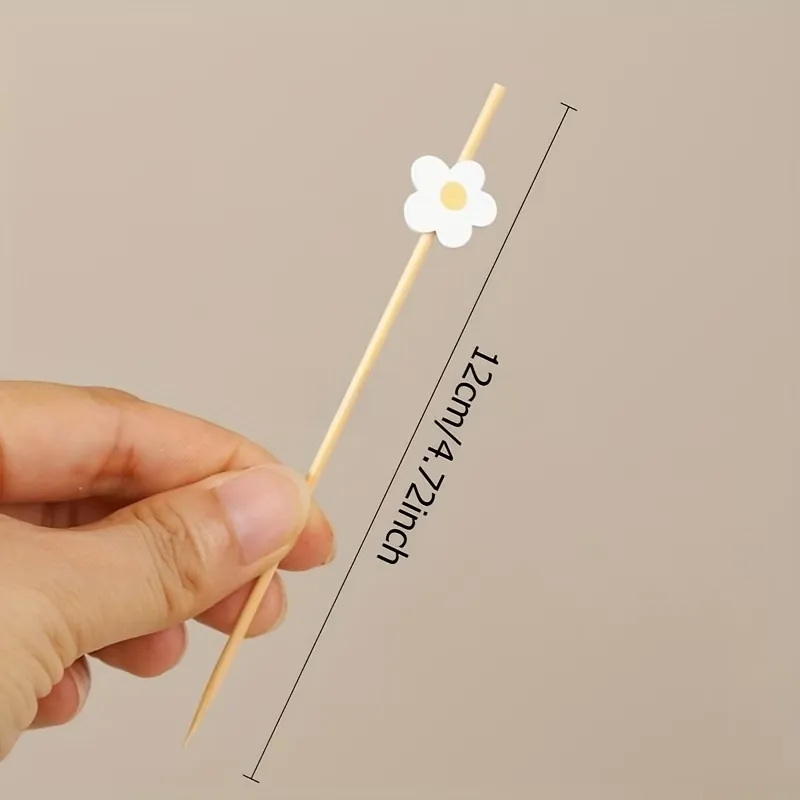White Flower Bamboo Picks