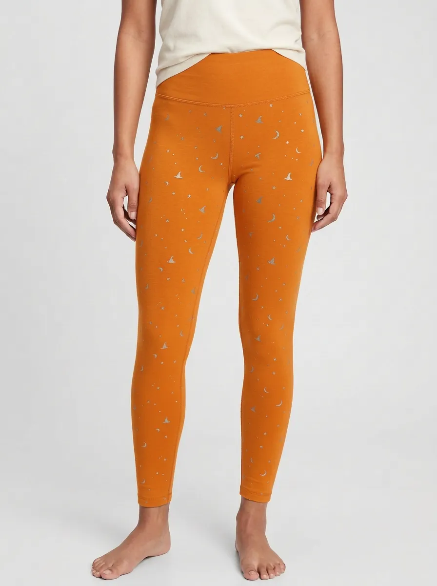 Women's Halloween Witch Hat Moon Star Leggings
