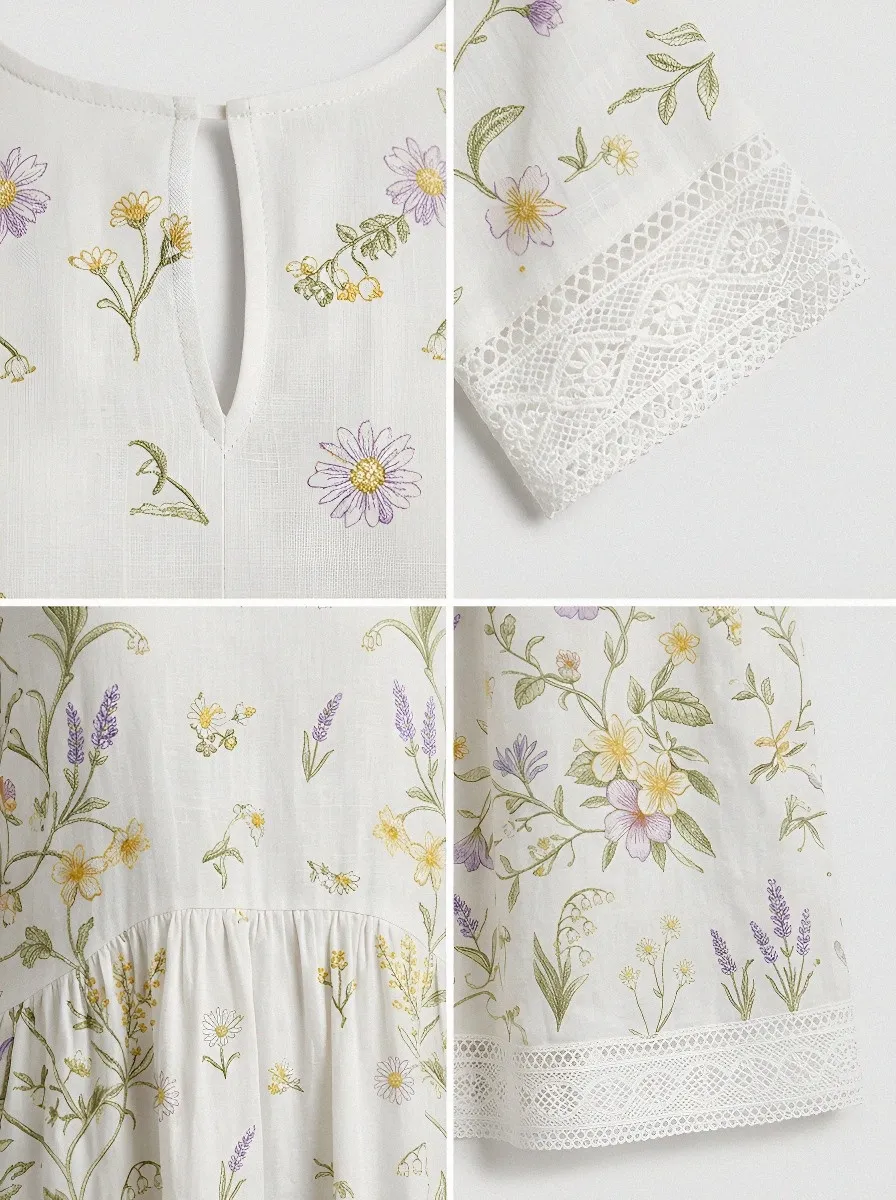 Women's Summer Vacation Floral Botanical Printed Midi Dress