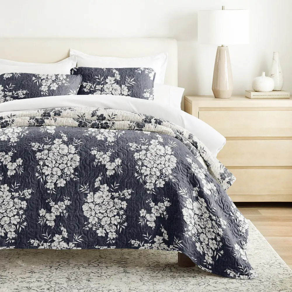 Distressed Bouquet Reversible Quilted Coverlet Set