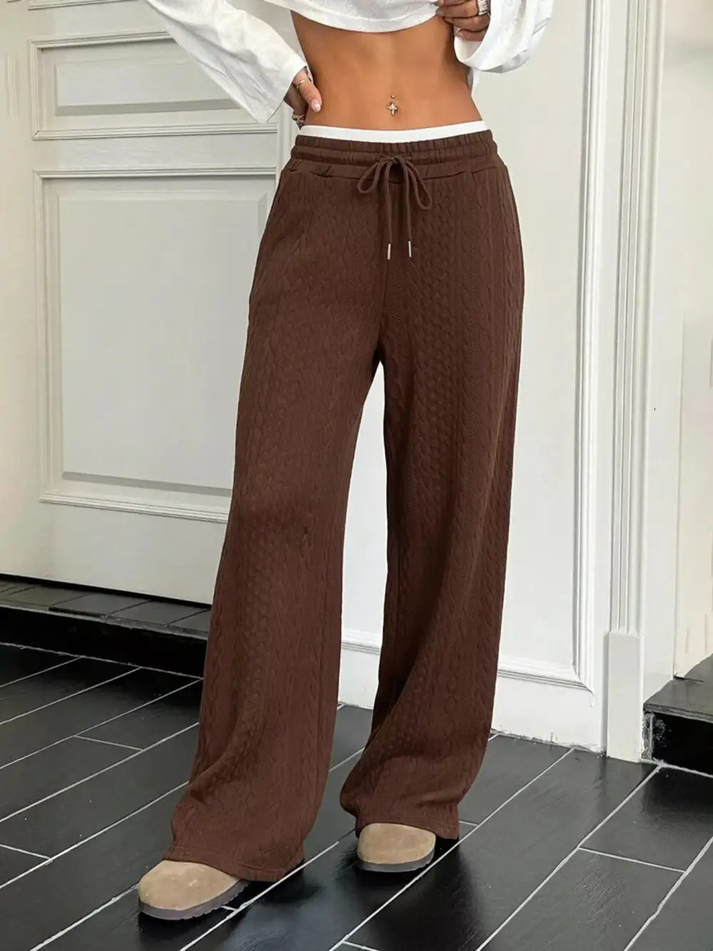 Wide Leg Casual Trousers