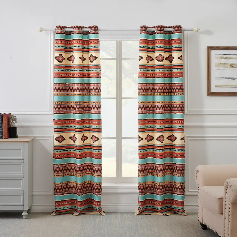 Microfiber Striped Grommet Boho Window Treatment