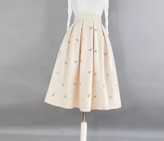 Modern Easy Embroidered High Waist Skirt