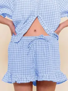 Refined Ruffled Top and Shorts Matching Set