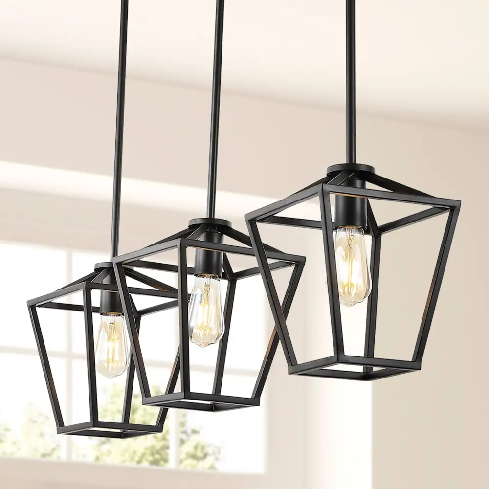 Triple-Light Industrial Farmhouse Iron Linear LED Pendant