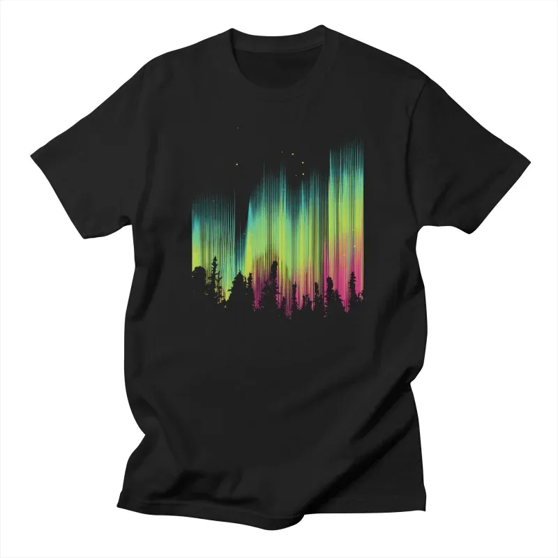 Fashionable Aurora Print Men's Short Sleeve