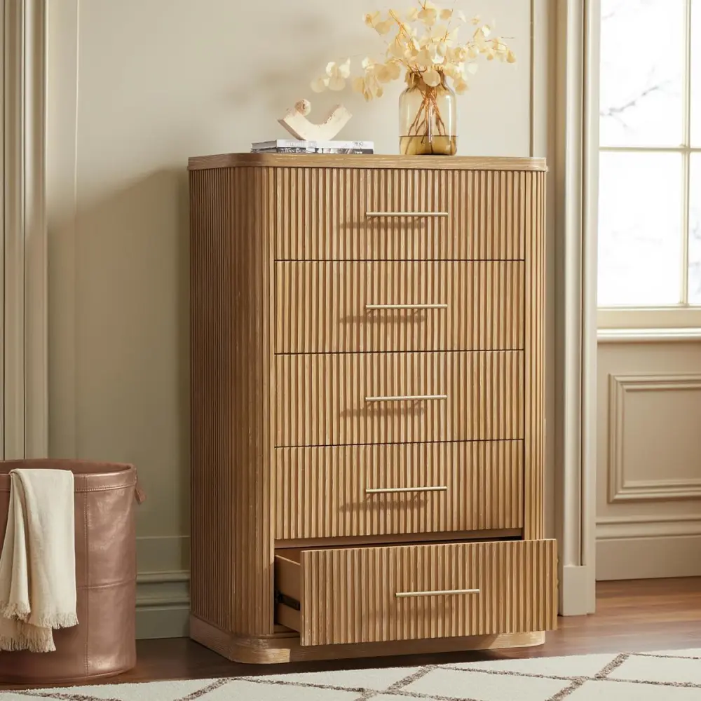 Fluted Tall Drawer Dresser