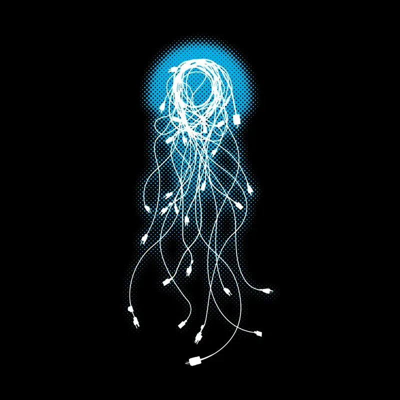 Luminous Art Jellyfish Print Short Sleeves