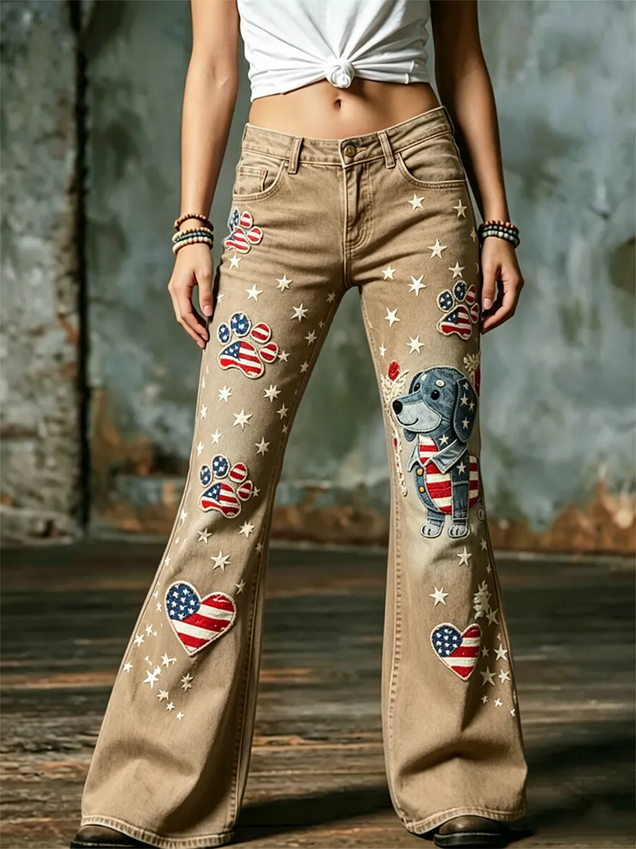 Women'S 250Th Anniversary Animal Printed Casual Jeans