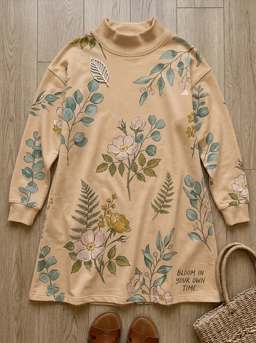 Botanical Floral Bloom In Your Own Time Sweatshirt