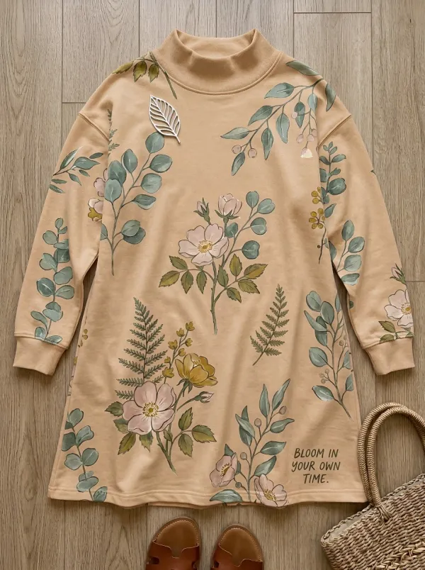 Botanical Floral Bloom In Your Own Time Sweatshirt