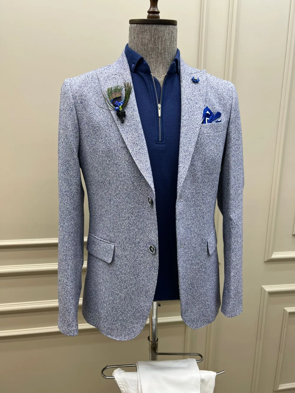 Classic Slim Fit Dot Detailed Blazer