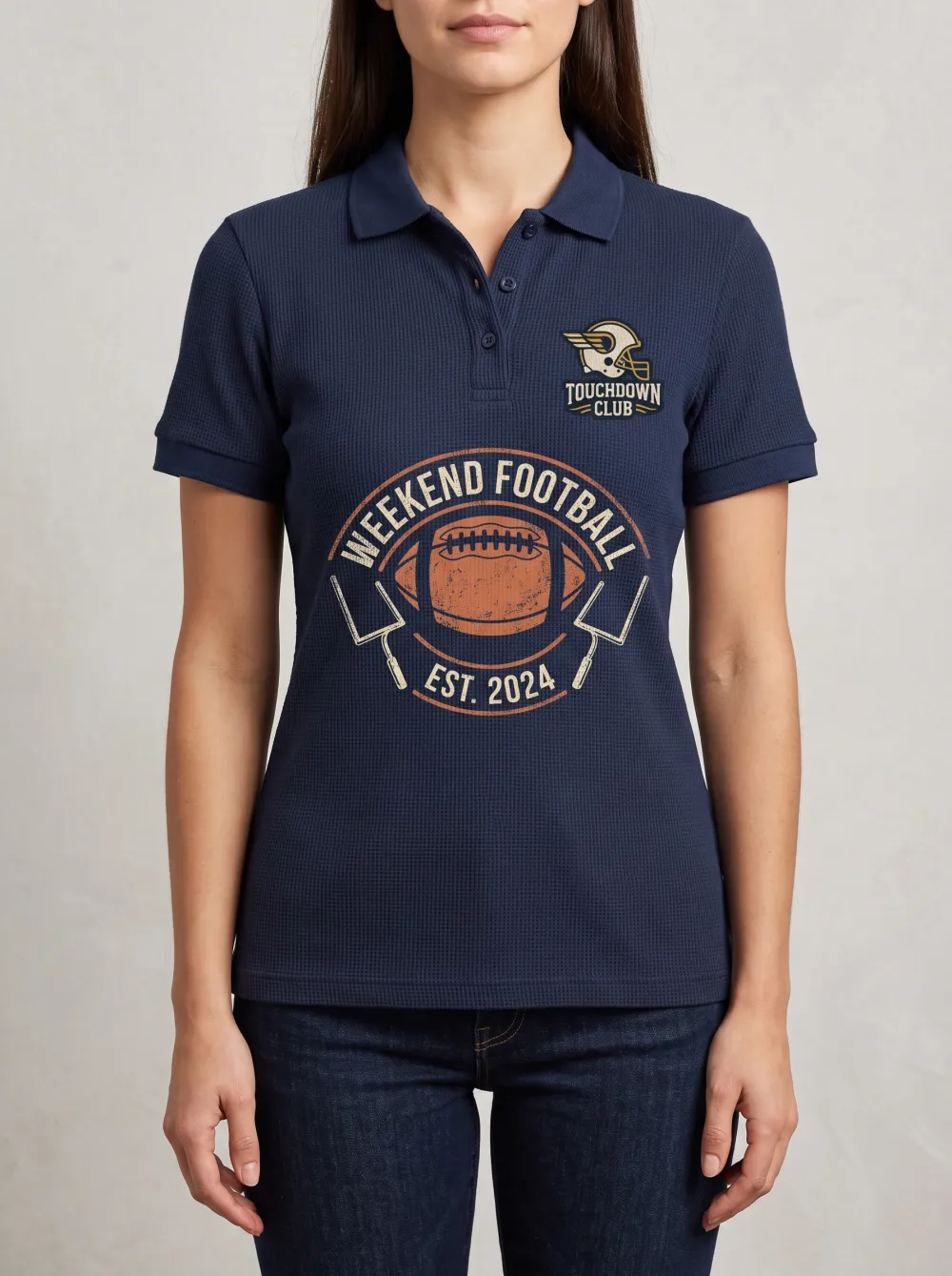 Women's Weekend Football Touchdown Club Printed Polo Shirt