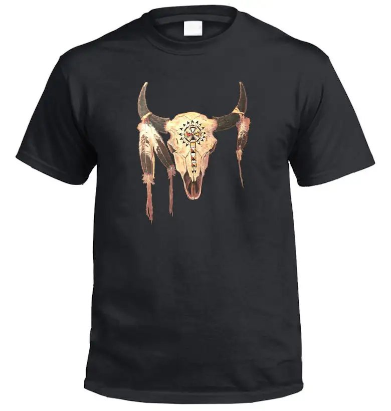 Buffalo Skull Graphic Cotton T-Shirt