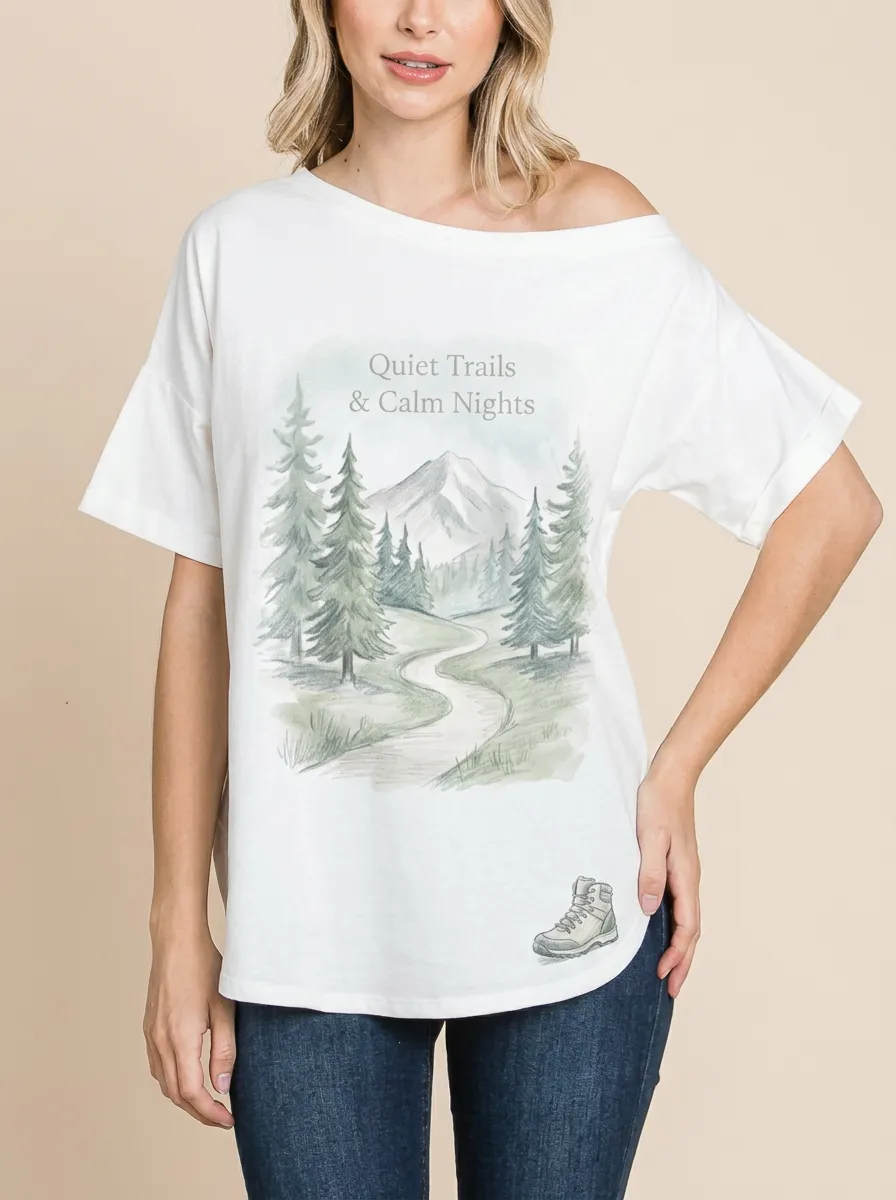 Women's Hiking Nature Lover Mountain Forest Printed T-shirt