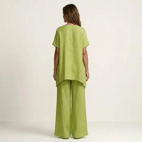 Libiana | V-Neck Linen Set