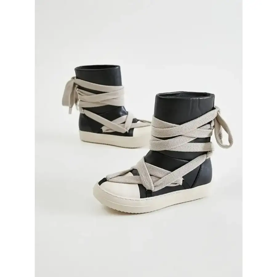 Lace Up Round Neck Sneaker Boots
