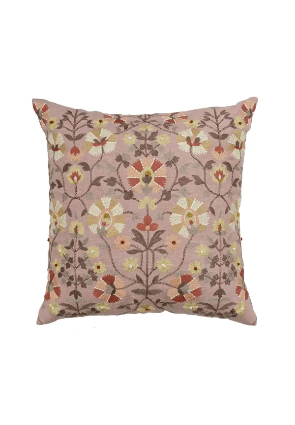 Refined Embroidered Cotton Decorative Cushion Cover