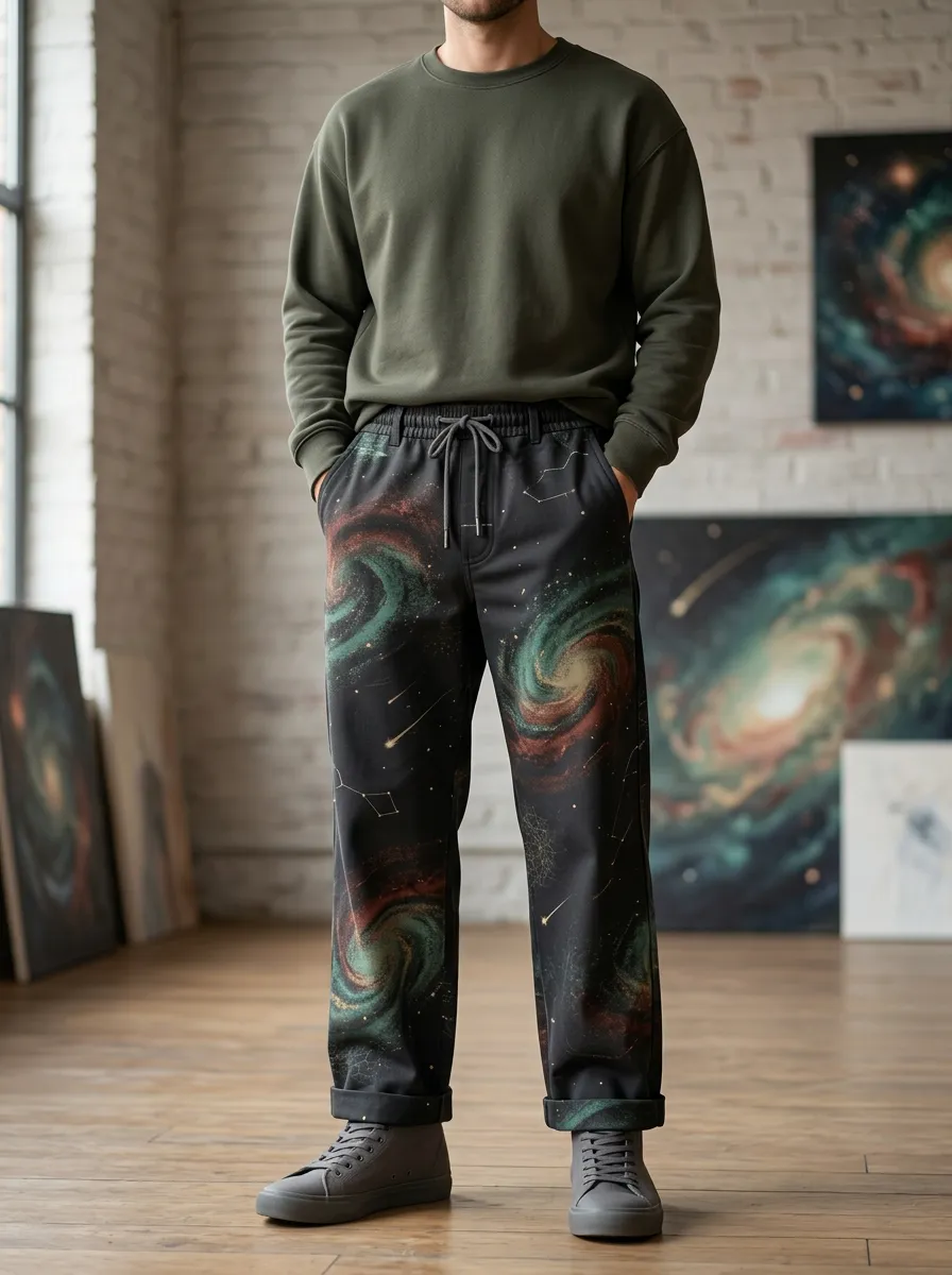 Men's Space Galaxy Constellation Printed Jogger Pants