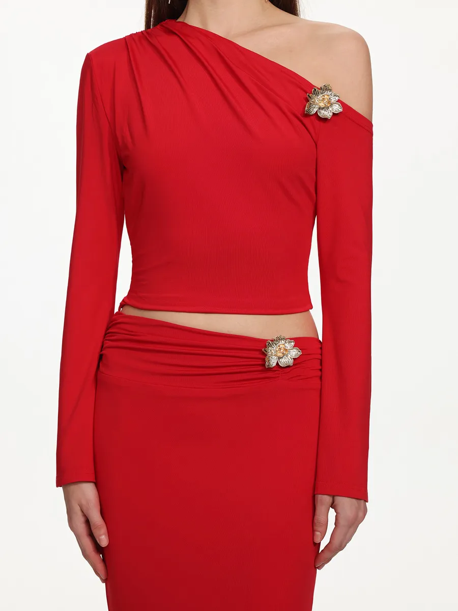Gracelyn Romantic Contour Floral Hardware Two Piece Set