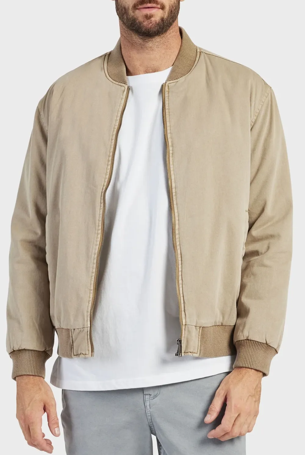 Lightweight Bomber Style Ribbed Cuff Jacket