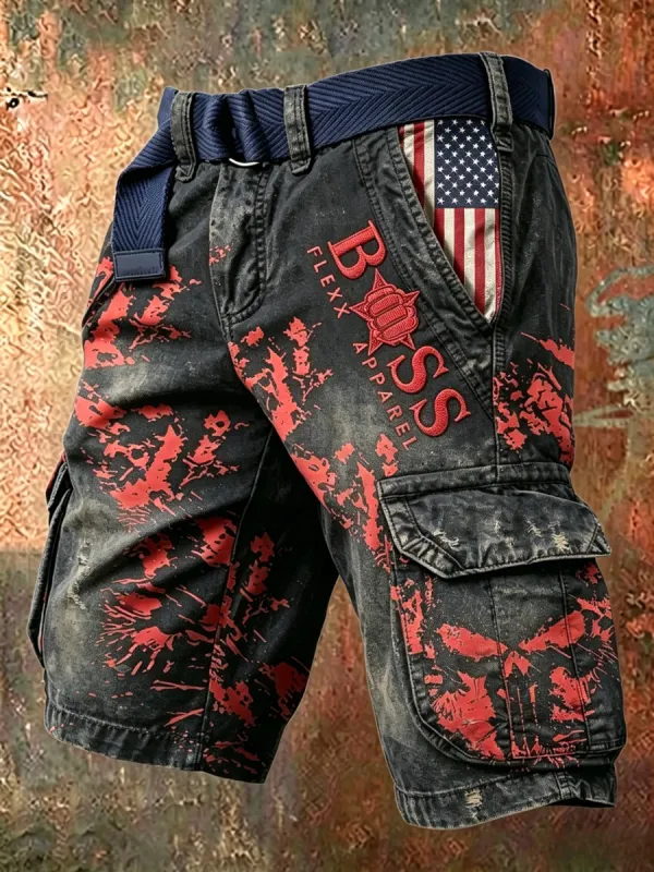 Men'S 250Th Anniversary Commemorative Letter Design Casual Shorts
