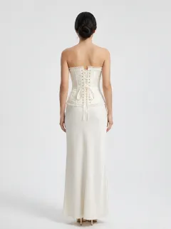 Floral Jacquard Ruffle-Trim Women's Corset Top