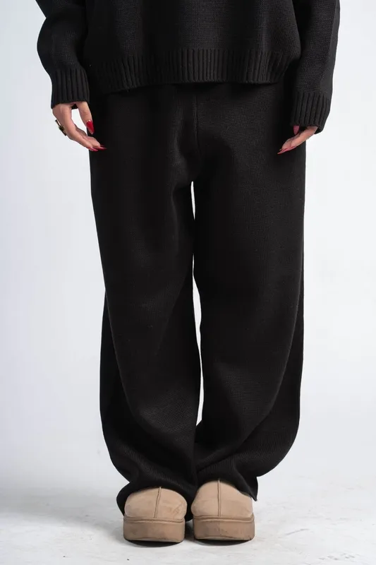 Black Relaxed Knit Lounge Pants